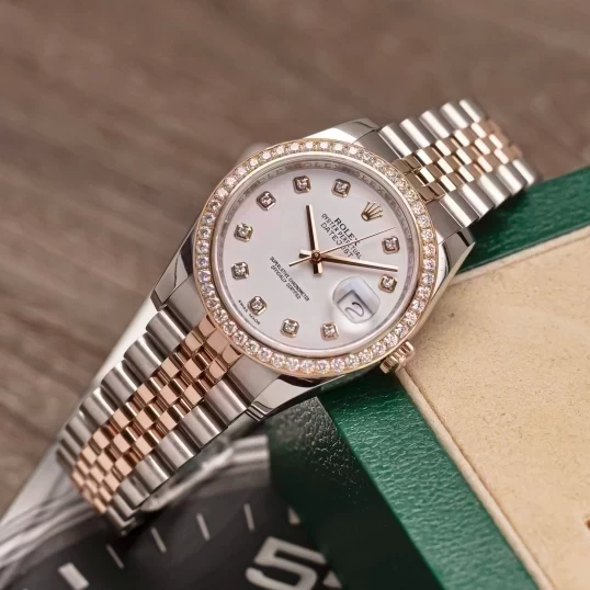 Rolex Oyster Perpetual Datejust 36mm 116231 Mặt số men trắng, Diamond Bezel