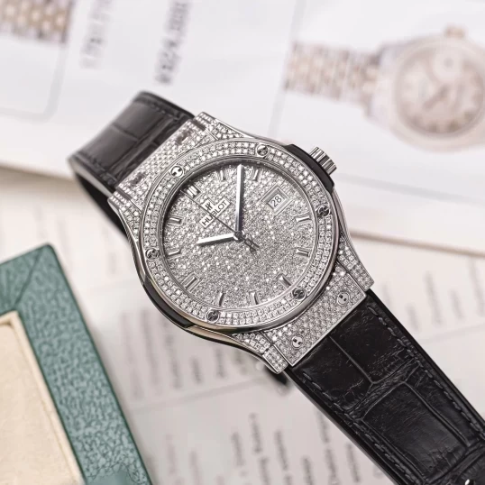 Hublot Classic Fusion Titanium 42mm Ref. 542.NX.2611.LR Custom Full Diamonds Pave