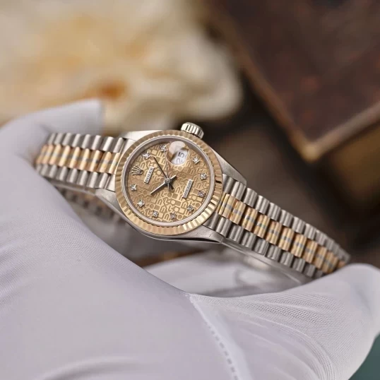 Rolex Lady-Datejust 26mm 69179 Tridor President – Mặt Vi Tính Vàng, Cọc Số Kim Cương