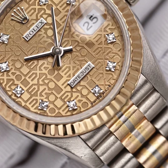 Rolex Lady-Datejust 26mm 69179 Tridor President – Mặt Vi Tính Vàng, Cọc Số Kim Cương