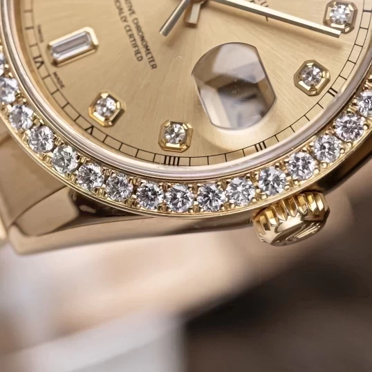 Rolex Oyster Perpetual Day-Date 36mm 118238 Champagne Dial - Custom Diamond Bezel