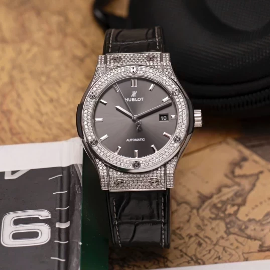 Hublot Classic Fusion 42mm Grey Dial Titanium – Ref. 542.NX.7071.LR Custom Diamond Bezel