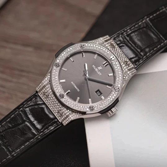 Hublot Classic Fusion 42mm Grey Dial Titanium – Ref. 542.NX.7071.LR Custom Diamond Bezel
