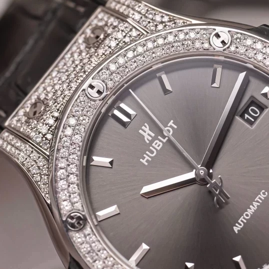Hublot Classic Fusion 42mm Grey Dial Titanium – Ref. 542.NX.7071.LR Custom Diamond Bezel