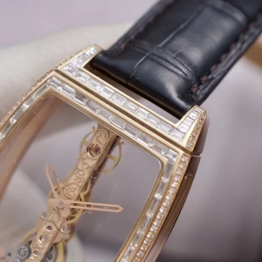 Corum Golden Bridge 18K Rose Gold Ref. 113.160.55/0002 0000 – Custom Baguette Diamonds