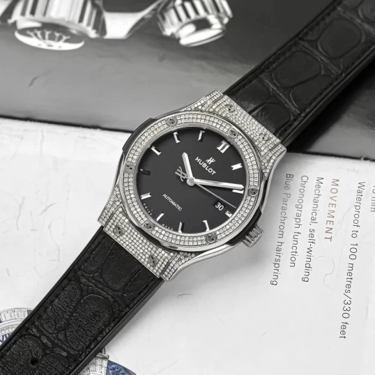 Hublot Classic Fusion Titanium 42mm Ref. 542.NX.1171.LR Custom Full Pave Diamonds
