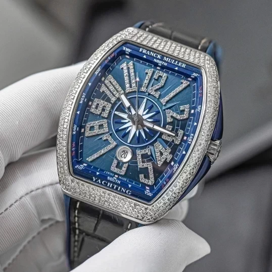Franck Muller Vanguard Yachting V45 Blue Dial Custom Diamonds