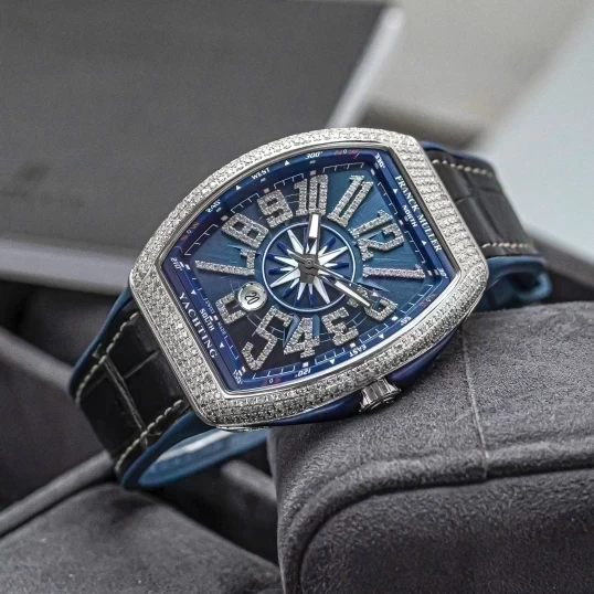 Franck Muller Vanguard Yachting V45 Blue Dial Custom Diamonds