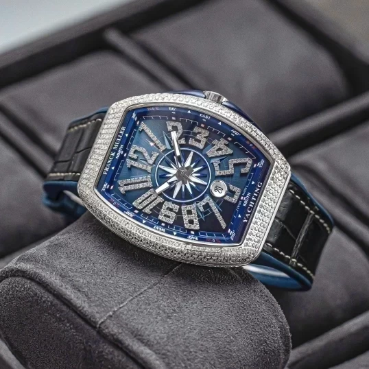Franck Muller Vanguard Yachting V45 Blue Dial Custom Diamonds