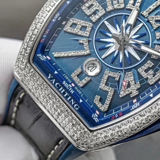Franck Muller Vanguard Yachting V45 Blue Dial Custom Diamonds
