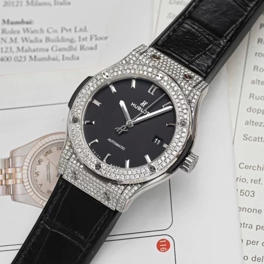Hublot Classic Fusion Titanium 42mm 542.NX.1171.LR Custom Full Pave Diamonds