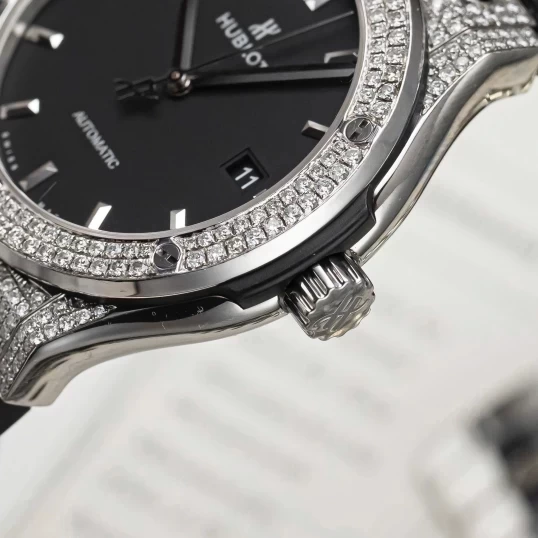Hublot Classic Fusion Titanium 42mm 542.NX.1171.LR Custom Full Pave Diamonds