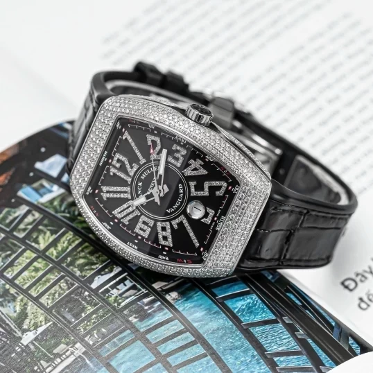 Franck Muller Vanguard V41 Custom Full Diamonds Black Dial
