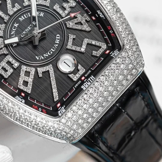 Franck Muller Vanguard V41 Custom Full Diamonds Black Dial