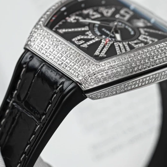 Franck Muller Vanguard V41 Custom Full Diamonds Black Dial