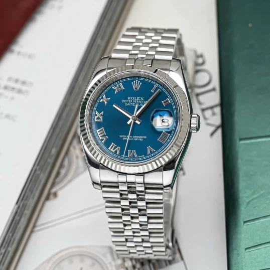 Rolex Oyster Perpetual Datejust 36mm Blue Roman Dial – Ref. 116234