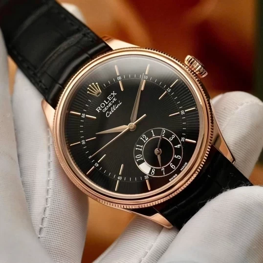 Rolex Cellini Dual Time 39mm Rose Gold Black Black 50525-001