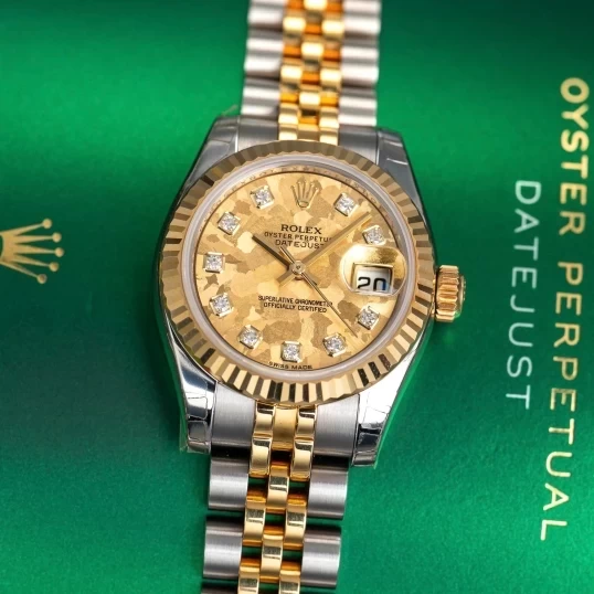 Rolex Oyster Perpetual Lady Datejust 26mm Ref. 179173 – Champagne Floral Dial Diamond
