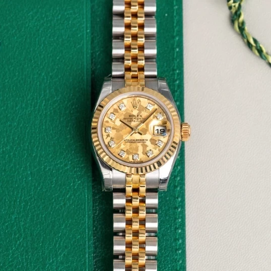 Rolex Oyster Perpetual Lady Datejust 26mm Ref. 179173 – Champagne Floral Dial Diamond