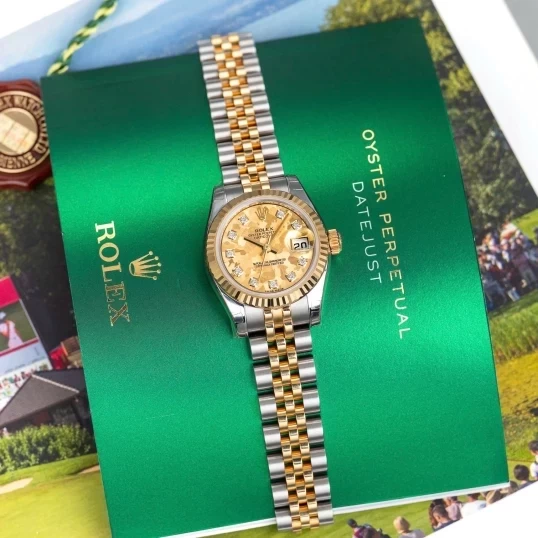 Rolex Oyster Perpetual Lady Datejust 26mm Ref. 179173 – Champagne Floral Dial Diamond