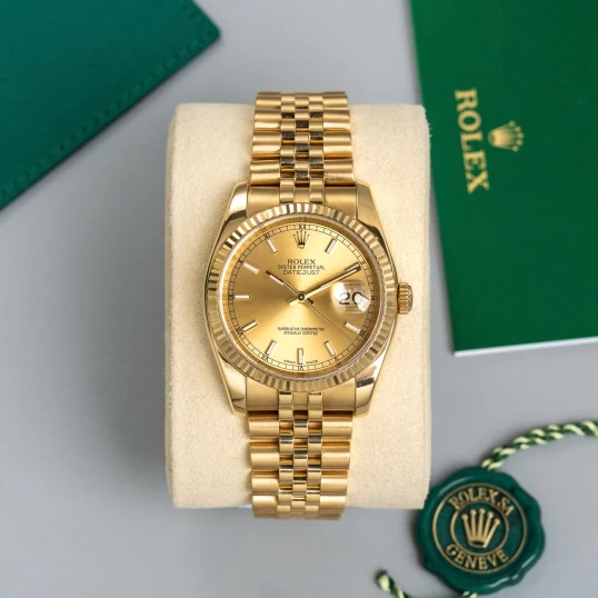 Rolex Oyster Perpetual Datejust 36 Ref. 116238 – Champagne Dial Index – Full Gold 18k