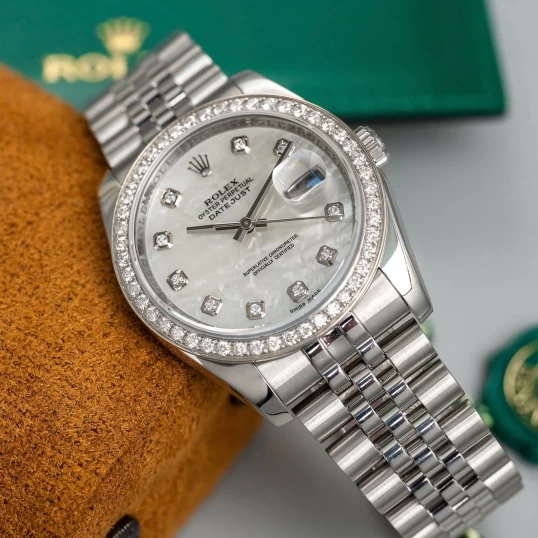 Rolex Datejust 36mm Ref. 116234 – White MOP Diamond Dial – Diamond Bezel