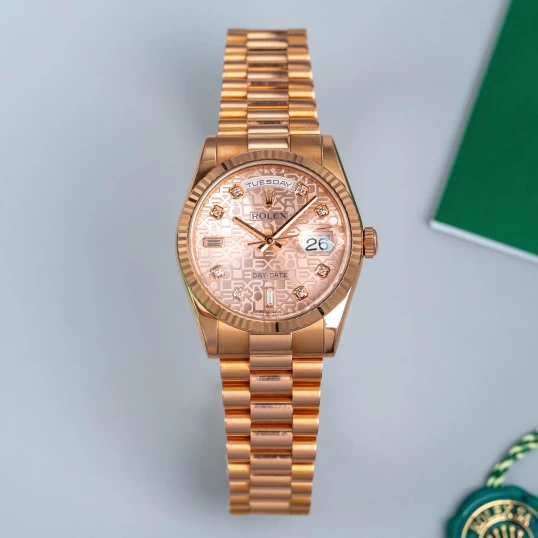 Rolex Oyster Perpetual Day-Date 36mm Vi tính hồng - Ref 118235