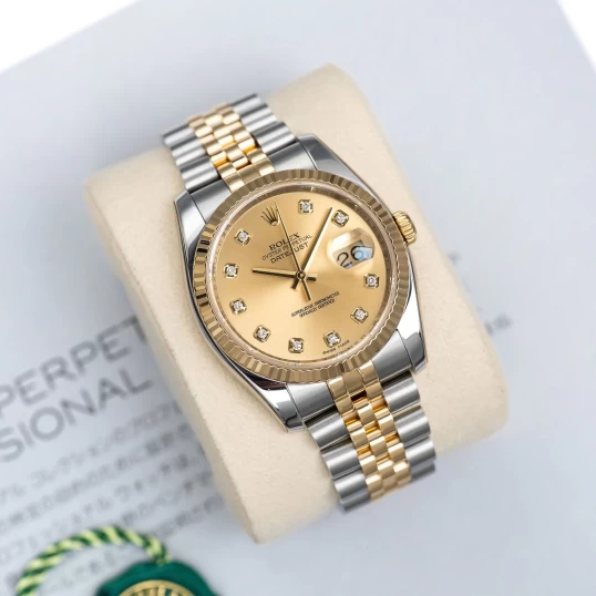 Rolex Oyster Perpetual Datejust 36mm Champagne Diamond Dial - Ref. 116233