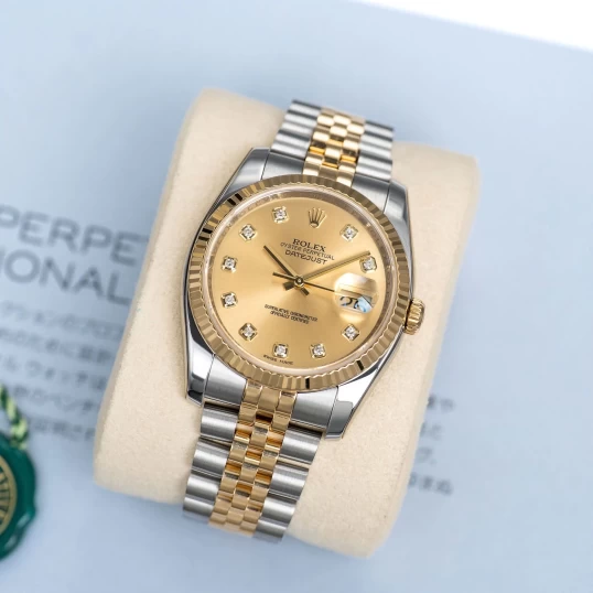 Rolex Oyster Perpetual Datejust 36mm Champagne Diamond Dial - Ref. 116233