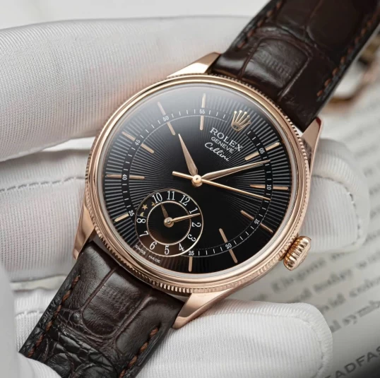 Rolex Cellini Dual Time 39mm – Ref. 50525 – Black Guilloché Dial
