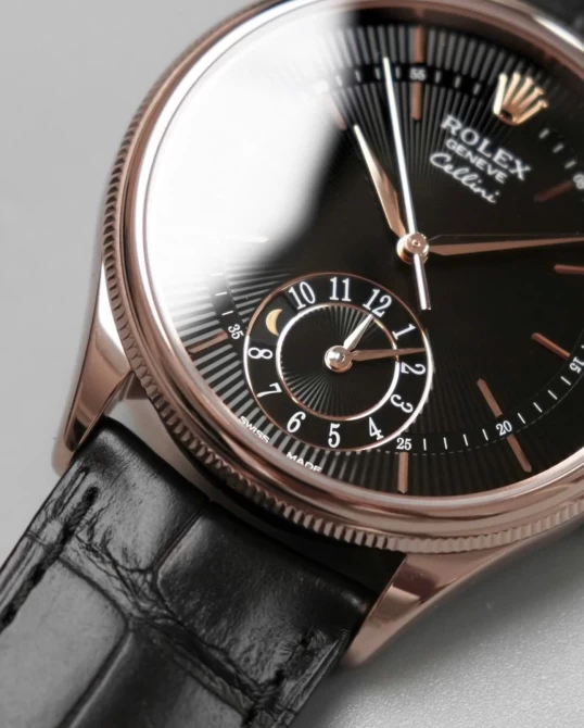 Rolex Cellini Dual Time 39mm – Ref. 50525 – Black Guilloché Dial