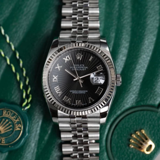 Rolex Oyster Perpetual Datejust 36 Ref. 116234 – Black Sunburst Roman Dial