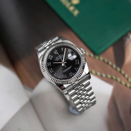 Rolex Oyster Perpetual Datejust 36 Ref. 116234 – Black Sunburst Roman Dial