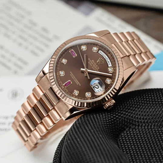 Rolex Oyster Perpetual Day-Date 36mm Ref. 118235 – Chocolate Diamond Ruby Dial