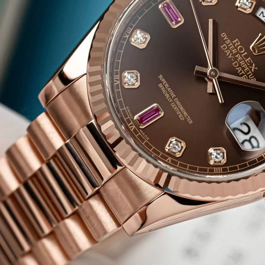 Rolex Oyster Perpetual Day-Date 36mm Ref. 118235 – Chocolate Diamond Ruby Dial