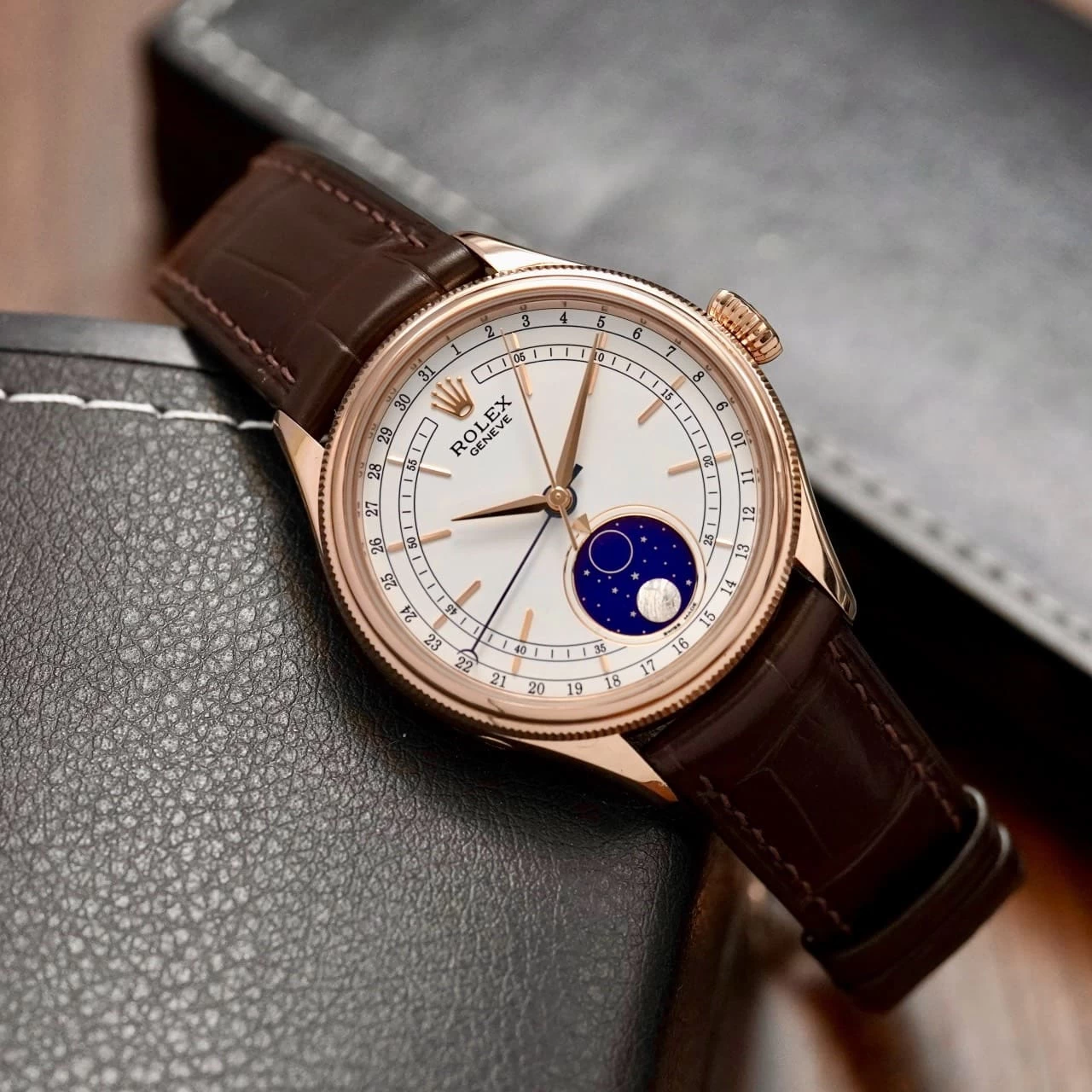 Rolex Geneve Cellini Moonphase 39mm Ref. 50535 – White Dial