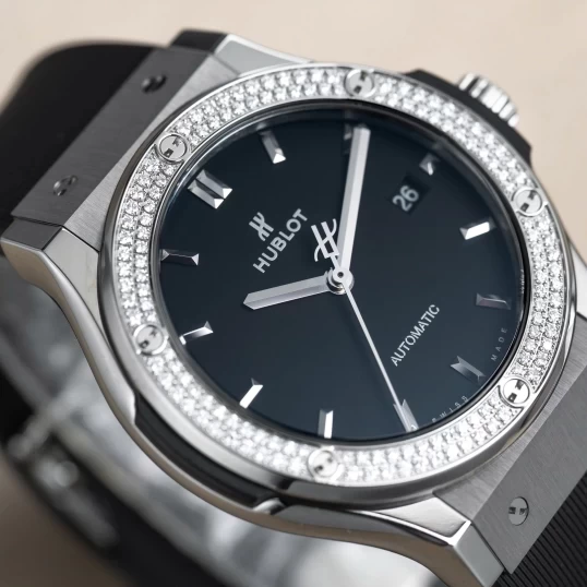 Hublot Classic Fusion Titanium Diamonds 42mm Ref. 542.NX.1171.LR.1104 – Black Dial