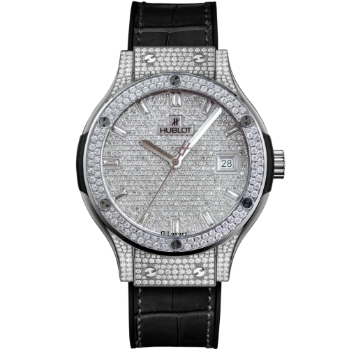 Hublot Classic Fusion Titanium 42mm 542.NX.7170.LR Custom Full Diamonds Pave