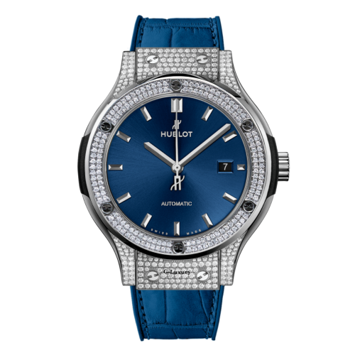 Hublot Classic Fusion Titanium Pave Blue Dial 42mm 542.NX.7170.LR (Fullbox 2020)