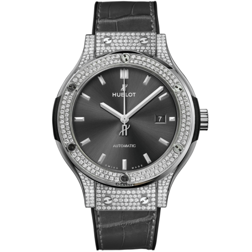 Hublot Classic Fusion Grey Titanium Pave Diamond 42mm New 2021